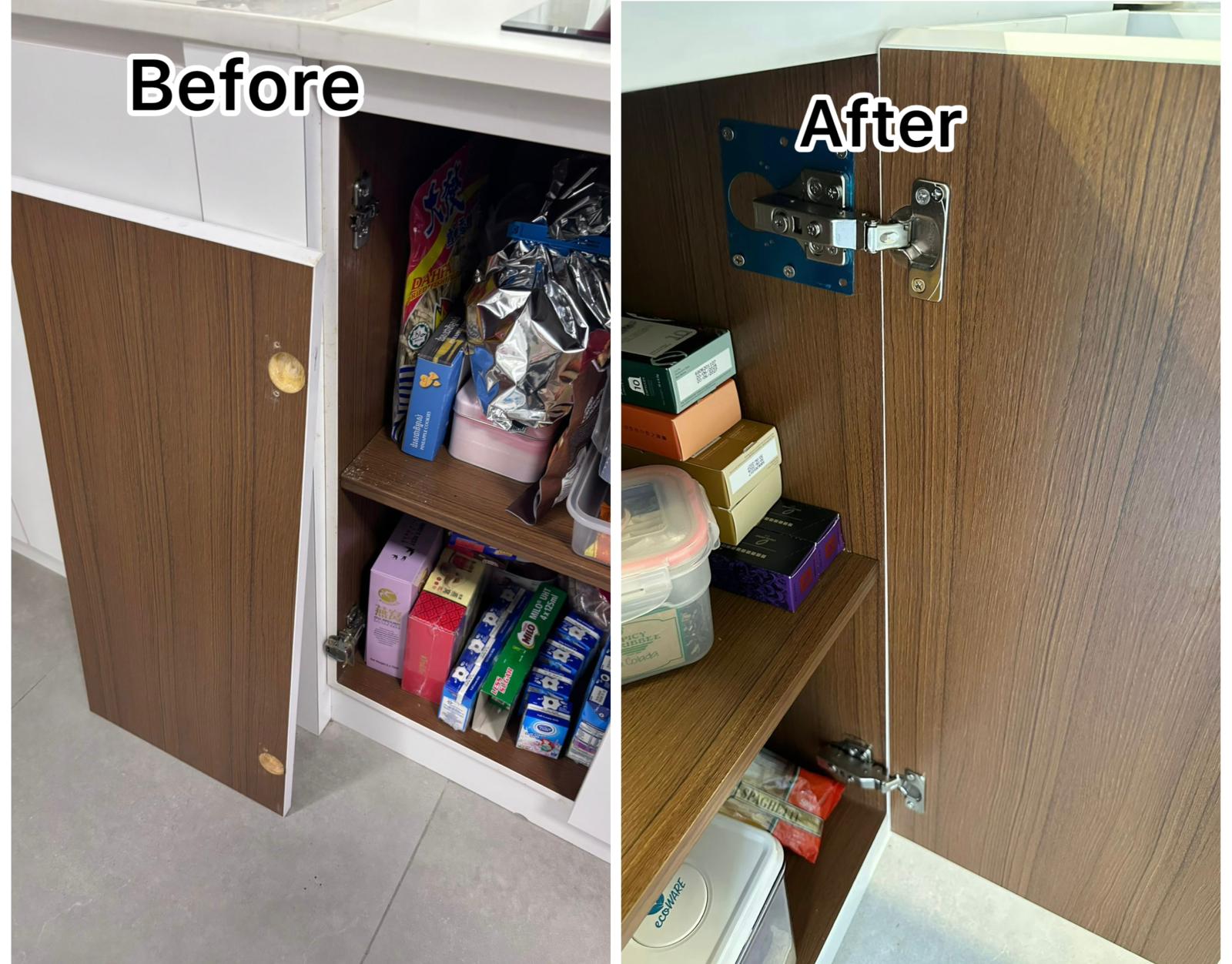 Cabinet Hinge and Push Latch Installation Service in Singapore